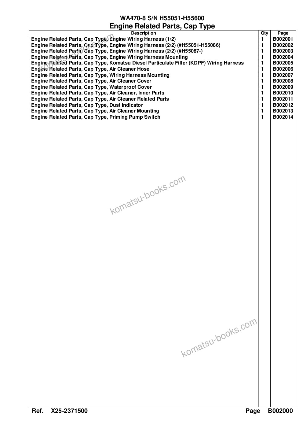 Komatsu wa470-8 s/n h55051-h55600 Parts catalog cover Page 6