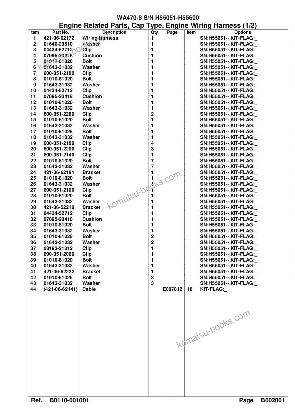Komatsu wa470-8 s/n h55051-h55600 Parts catalog cover Page 8
