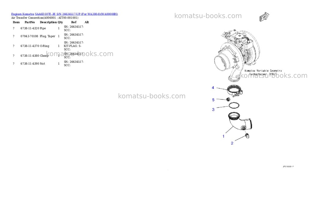 Komatsu SAA6D107E-3E S/N 26634517-UP (For WA380-8) Parts catalog cover Page 5
