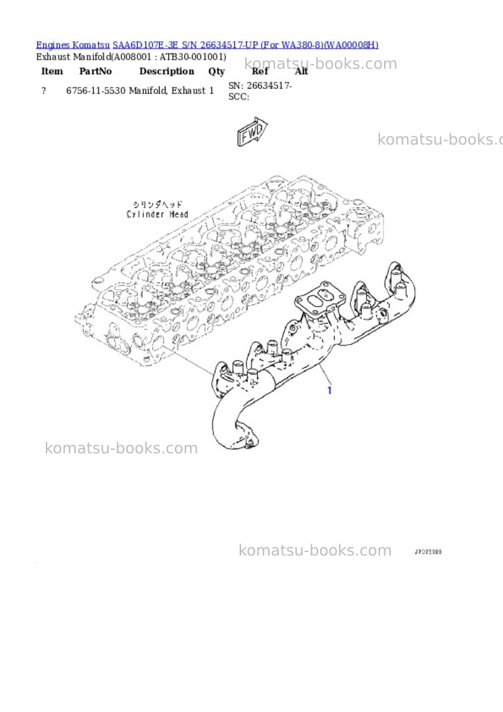 Komatsu SAA6D107E-3E S/N 26634517-UP (For WA380-8) Parts catalog cover Page 7