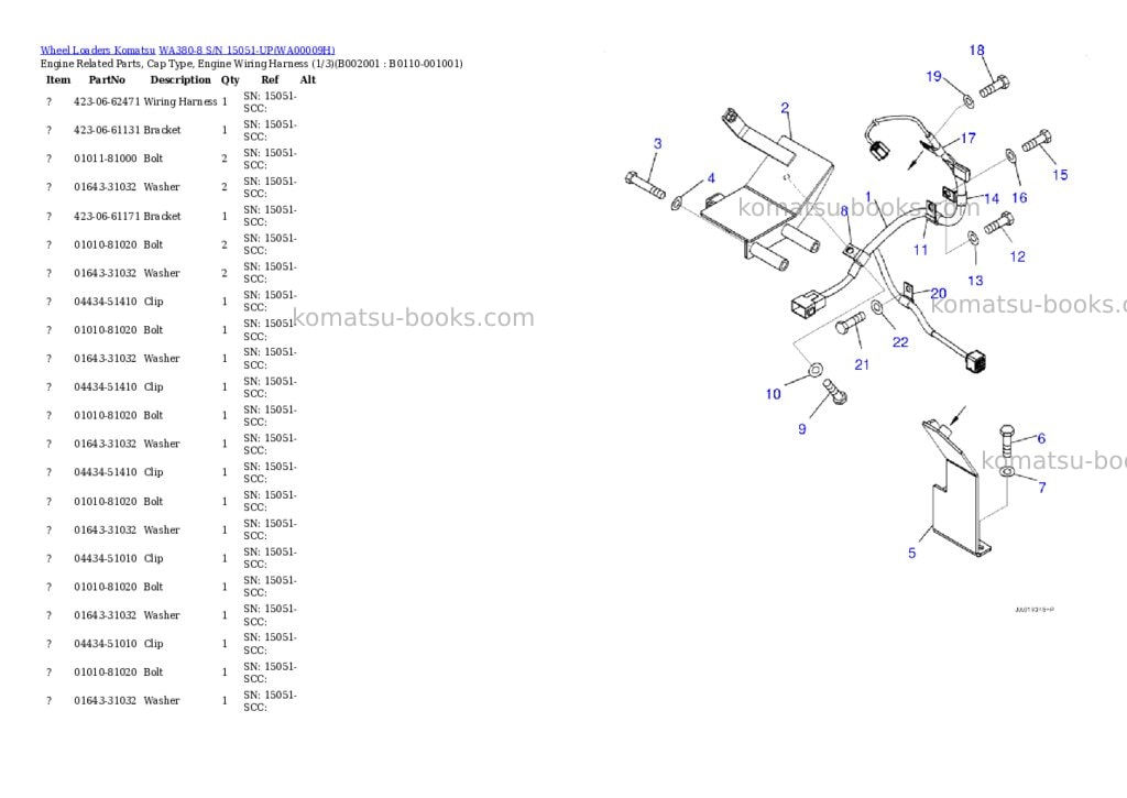 Komatsu wa380-8 s/n 15051-up Parts catalog cover