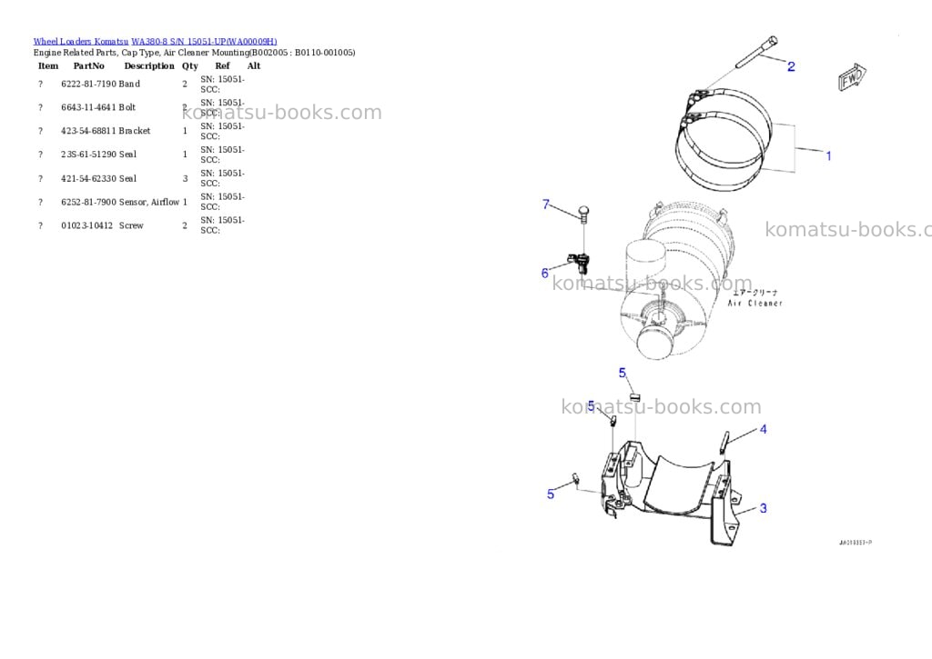 Komatsu wa380-8 s/n 15051-up Parts catalog cover Page 5