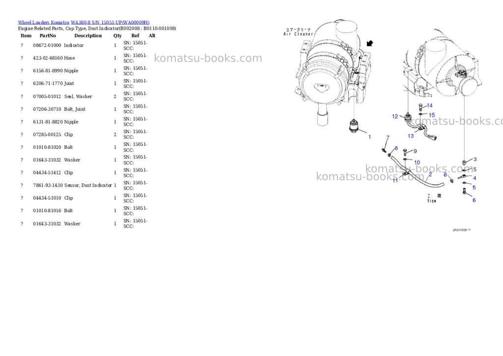 Komatsu wa380-8 s/n 15051-up Parts catalog cover Page 8