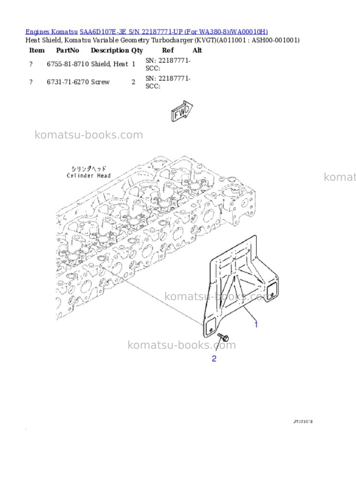 Komatsu saa6d107e-3e s/n 22187771-up for wa380-8 Parts catalog cover Page 10