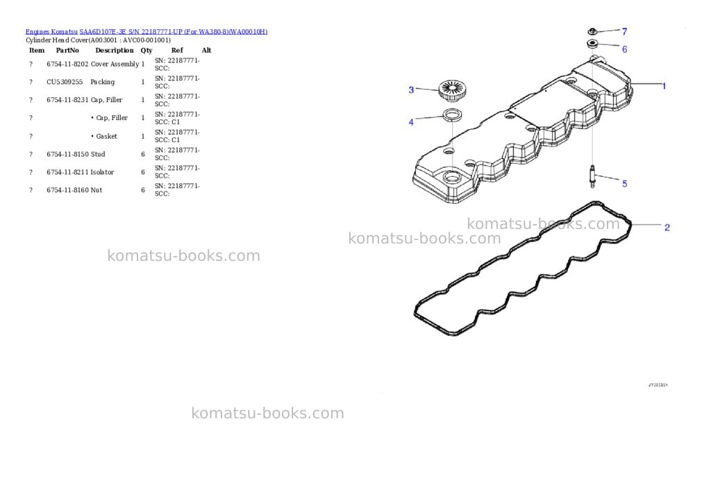 Komatsu saa6d107e-3e s/n 22187771-up for wa380-8 Parts catalog cover Page 2