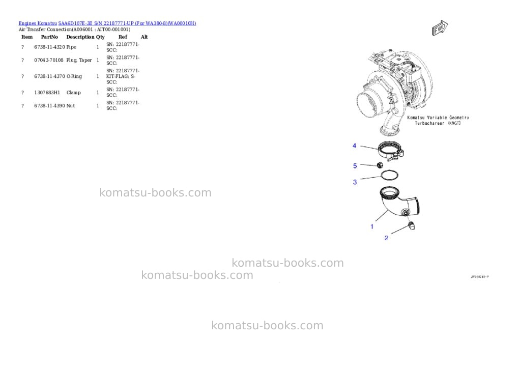 Komatsu saa6d107e-3e s/n 22187771-up for wa380-8 Parts catalog cover Page 5