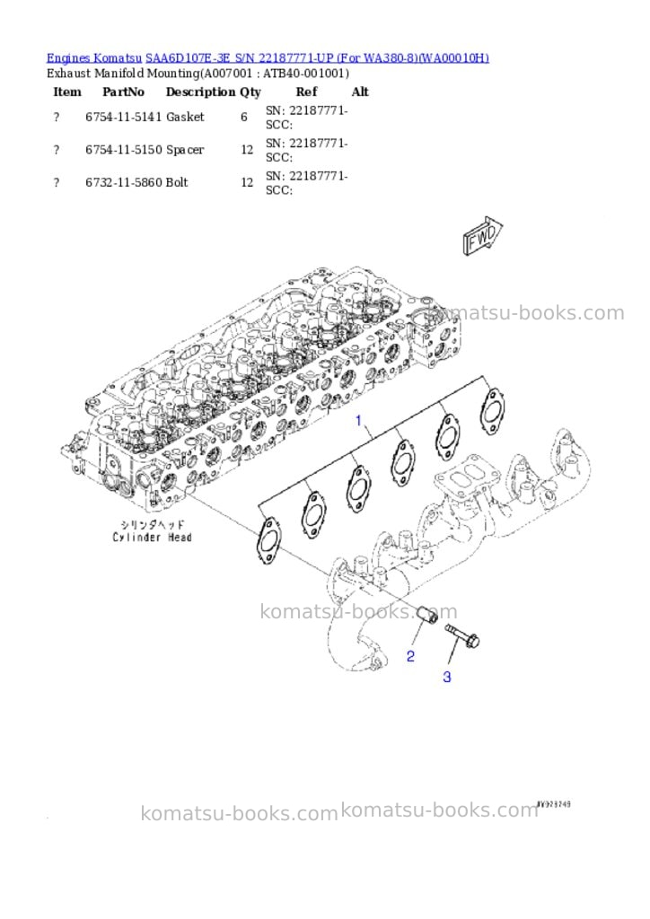 Komatsu saa6d107e-3e s/n 22187771-up for wa380-8 Parts catalog cover Page 6
