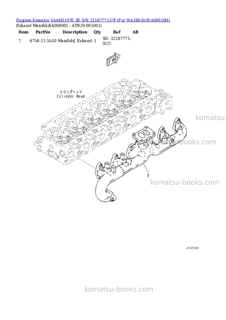 Komatsu saa6d107e-3e s/n 22187771-up for wa380-8 Parts catalog cover Page 7