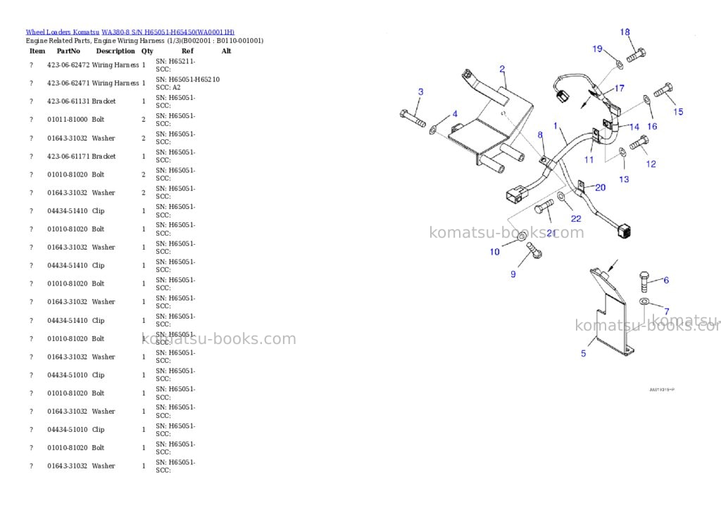 Komatsu wa380-8 s/n h65051-h65450 Parts catalog cover