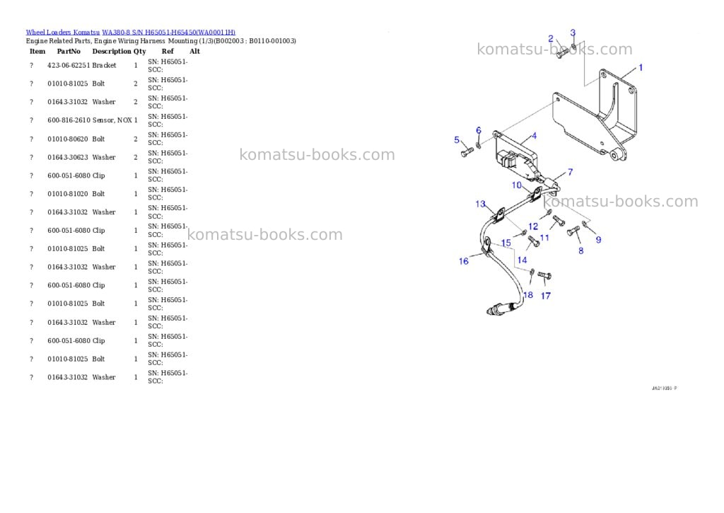 Komatsu wa380-8 s/n h65051-h65450 Parts catalog cover Page 3