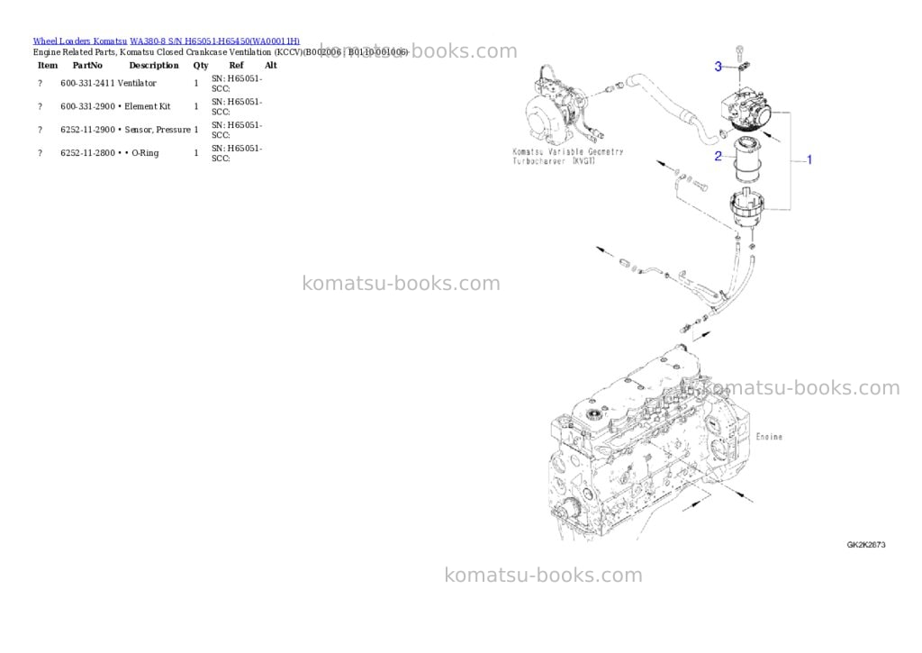 Komatsu wa380-8 s/n h65051-h65450 Parts catalog cover Page 6