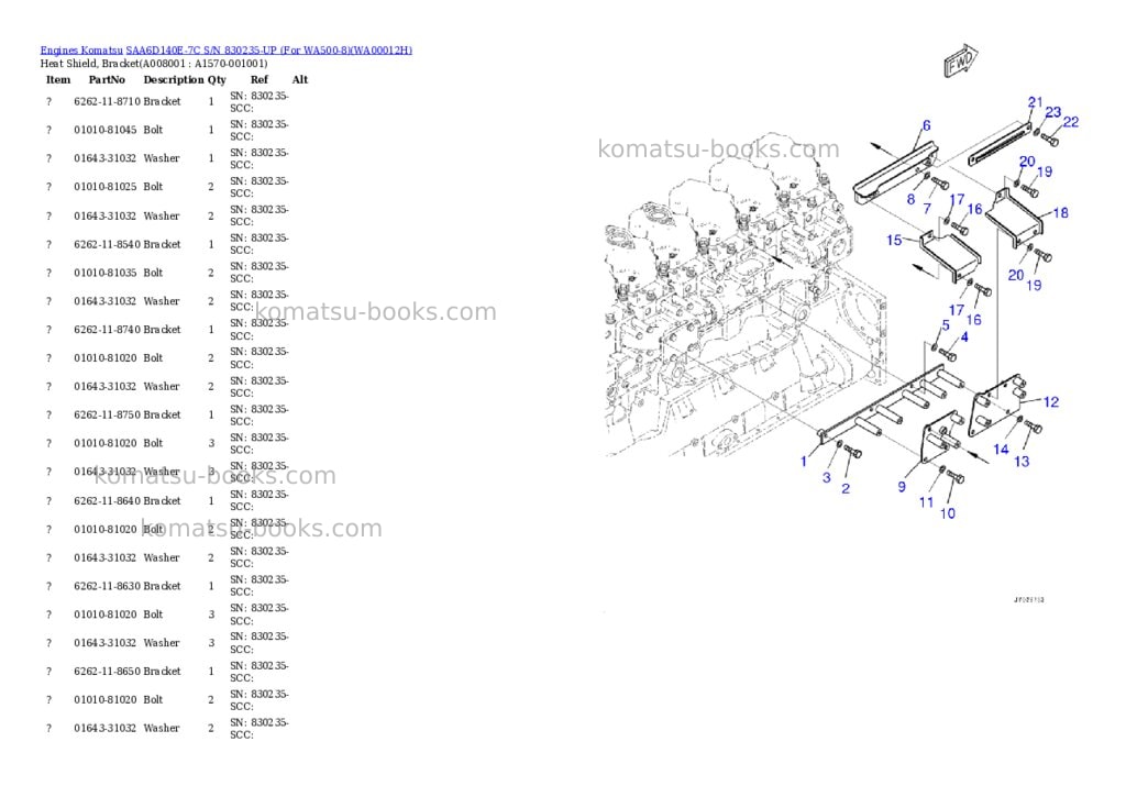 Komatsu SAA6D140E-7C S/N 830235-UP (For WA500-8) Parts catalog cover Page 10 Komatsu SAA6D140E-7C S/N 830235-UP (For WA500-8) Parts catalog cover Page 10