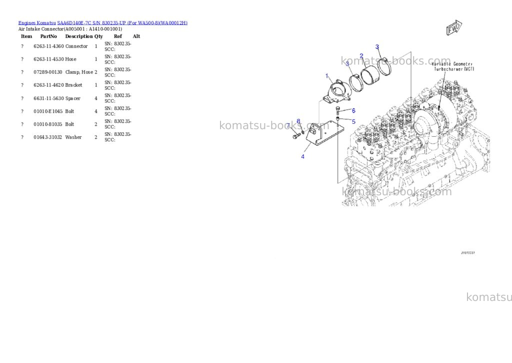 Komatsu SAA6D140E-7C S/N 830235-UP (For WA500-8) Parts catalog cover Page 4 Komatsu SAA6D140E-7C S/N 830235-UP (For WA500-8) Parts catalog cover Page 4