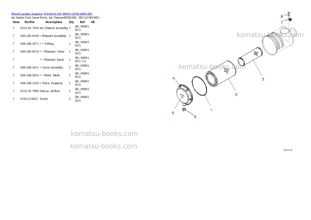 Komatsu WA500-8 S/N 90001-UP Parts catalog cover Page 3