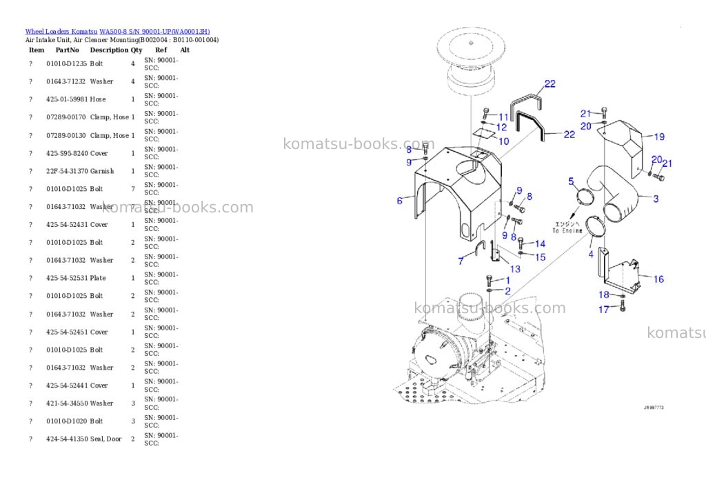 Komatsu WA500-8 S/N 90001-UP Parts catalog cover Page 5