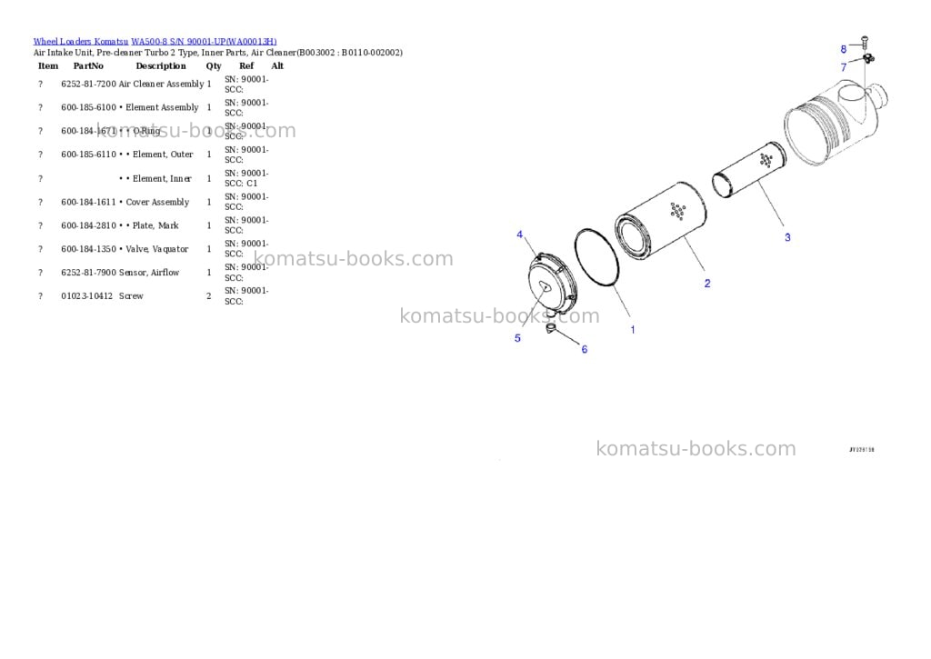 Komatsu WA500-8 S/N 90001-UP Parts catalog cover Page 7