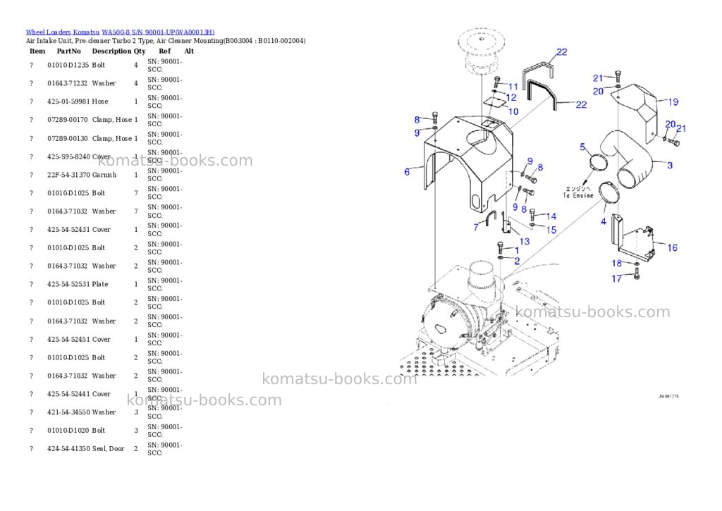 Komatsu WA500-8 S/N 90001-UP Parts catalog cover Page 9
