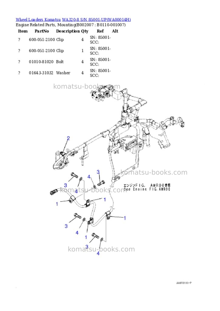 Komatsu WA320-8 S/N 85001-UP Parts catalog cover Page 7 Komatsu WA320-8 S/N 85001-UP Parts catalog cover Page 7