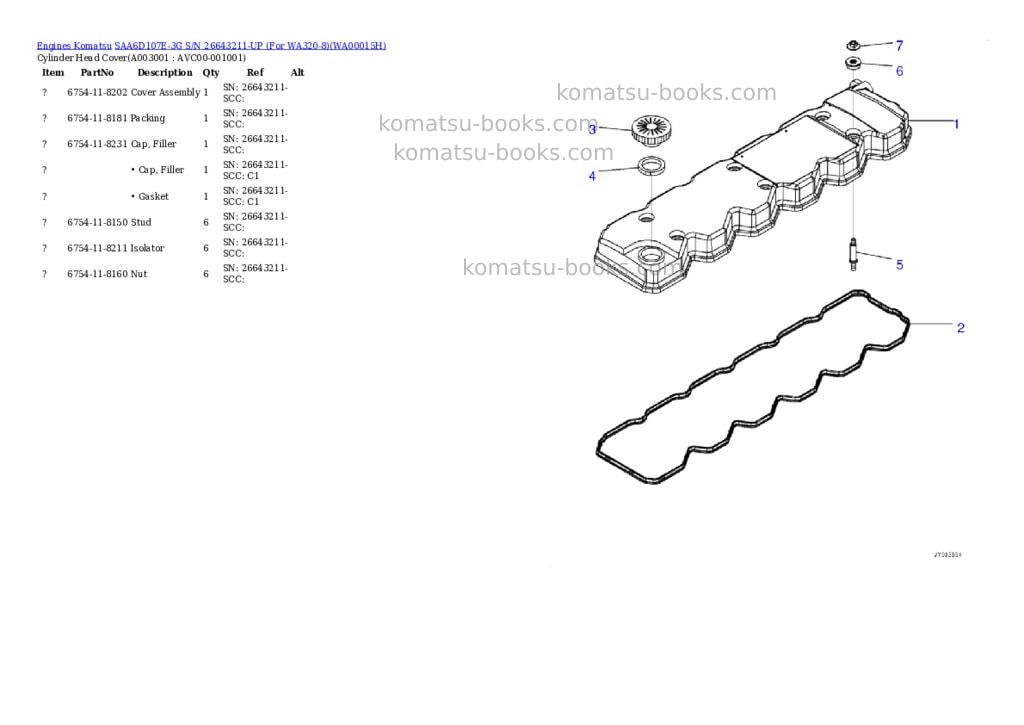 Komatsu SAA6D107E-3G S/N 26643211-UP (For WA320-8) Parts catalog cover Page 2