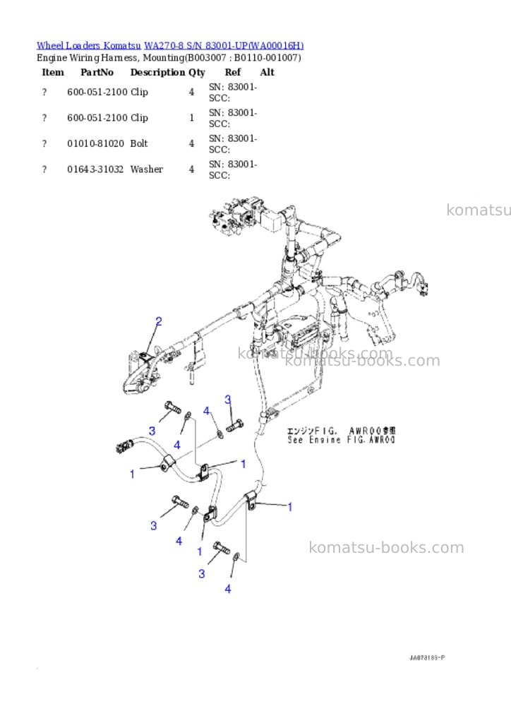 Komatsu WA270-8 S/N 83001-UP Parts catalog cover Page 7