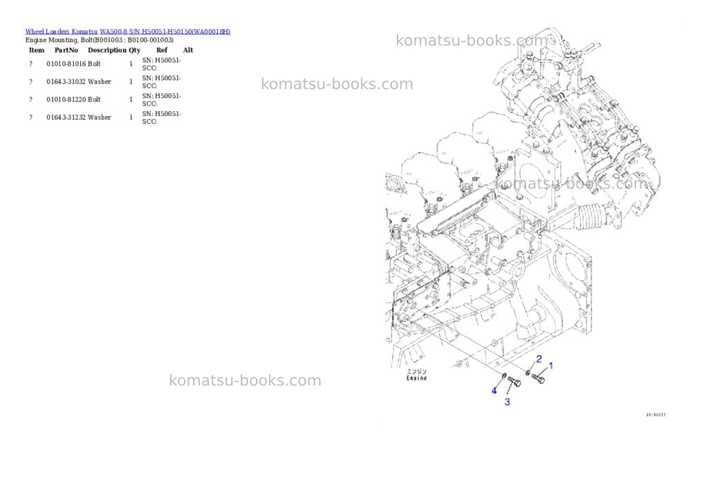 Komatsu wa500-8 s/n h50051-h50150 Parts catalog cover Page 2