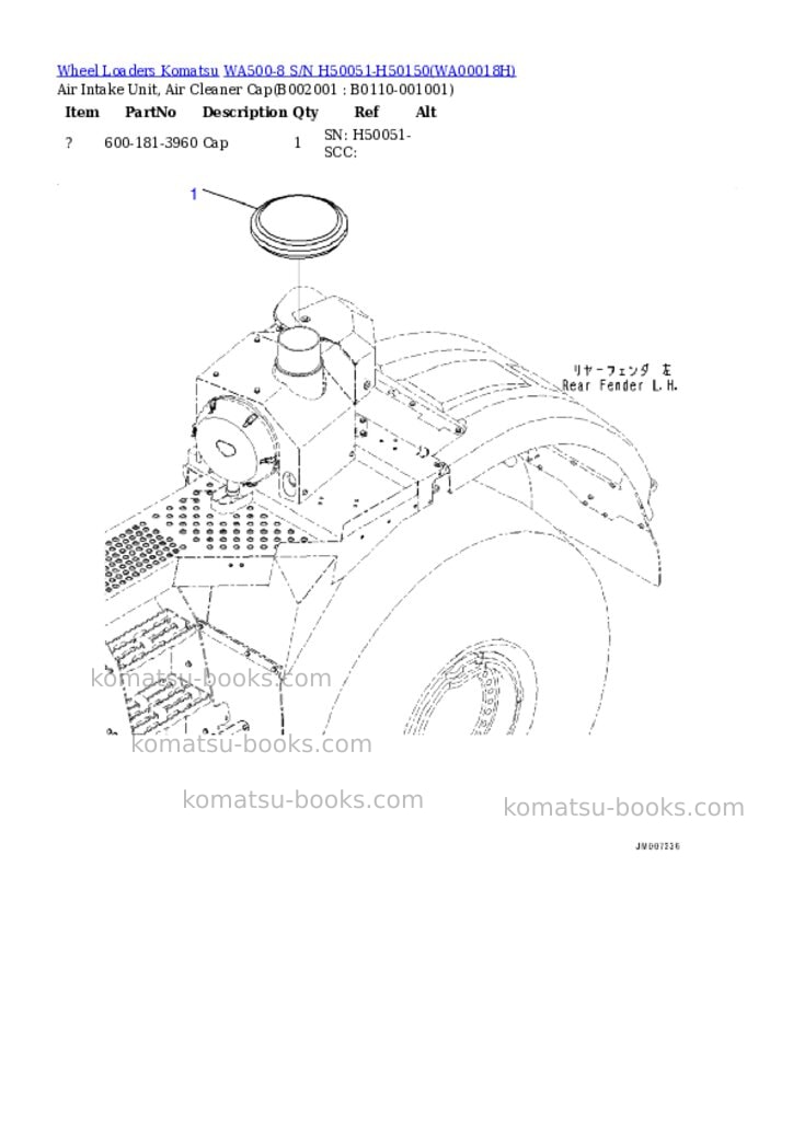 Komatsu wa500-8 s/n h50051-h50150 Parts catalog cover Page 3