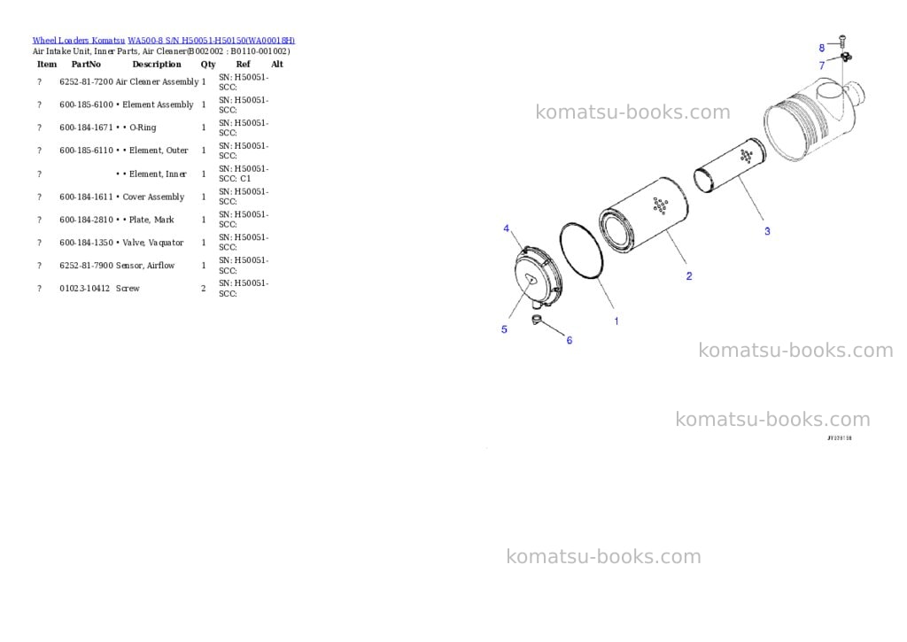 Komatsu wa500-8 s/n h50051-h50150 Parts catalog cover Page 4