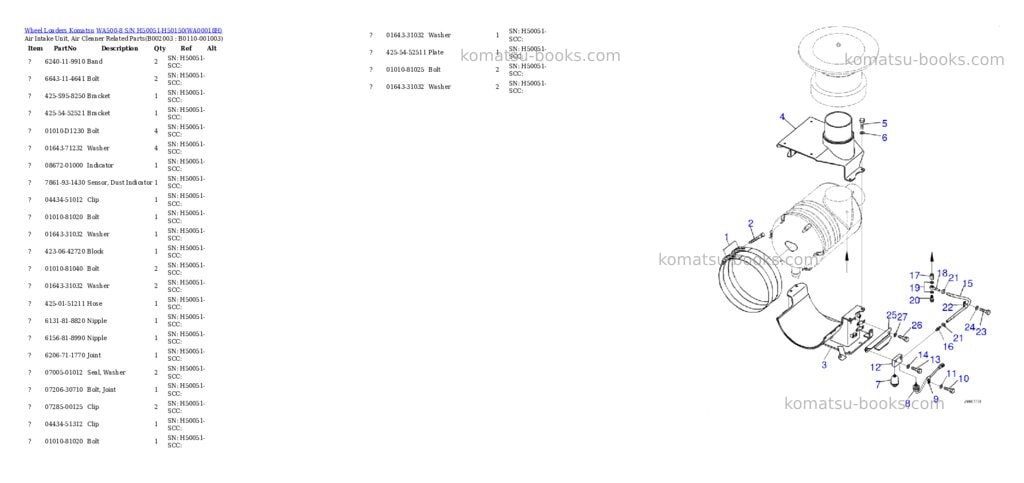 Komatsu wa500-8 s/n h50051-h50150 Parts catalog cover Page 5