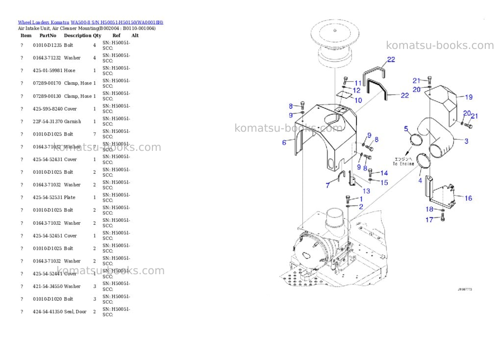 Komatsu wa500-8 s/n h50051-h50150 Parts catalog cover Page 6