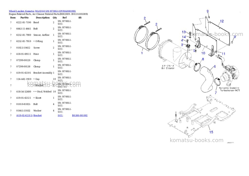 Komatsu wa320-8 s/n h70051-up Parts catalog cover Page 9 Komatsu wa320-8 s/n h70051-up Parts catalog cover Page 9