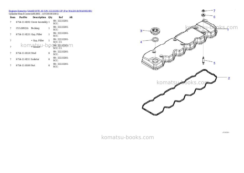 Komatsu saa6d107e-3g s/n 22233281-up for wa320-8 Parts catalog cover Page 2
