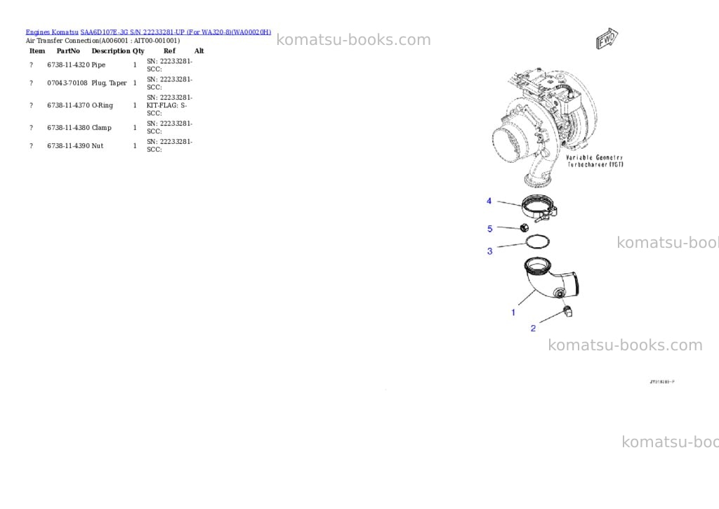 Komatsu saa6d107e-3g s/n 22233281-up for wa320-8 Parts catalog cover Page 5