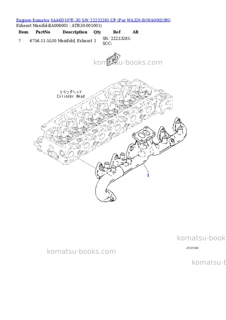 Komatsu saa6d107e-3g s/n 22233281-up for wa320-8 Parts catalog cover Page 7