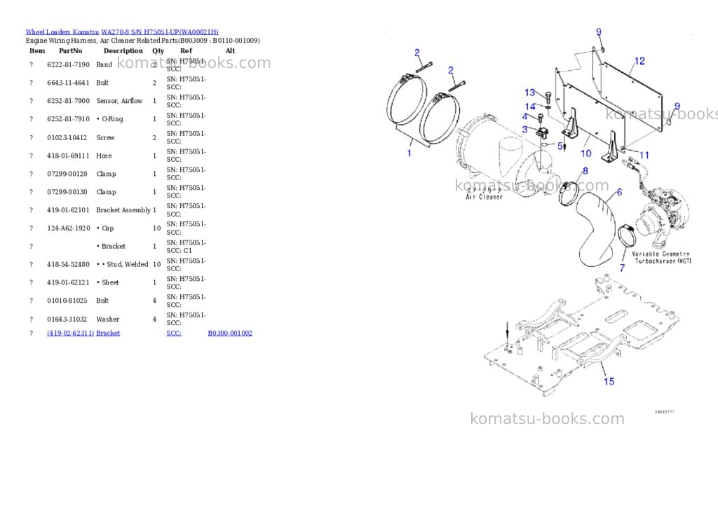 Komatsu wa270-8 s/n h75051-up Parts catalog cover Page 10