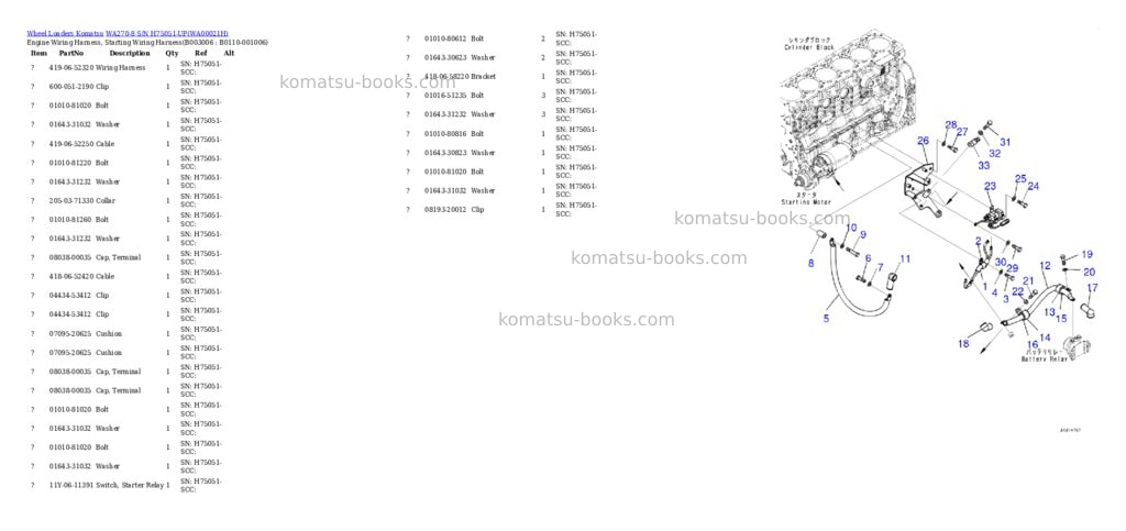 Komatsu wa270-8 s/n h75051-up Parts catalog cover Page 7