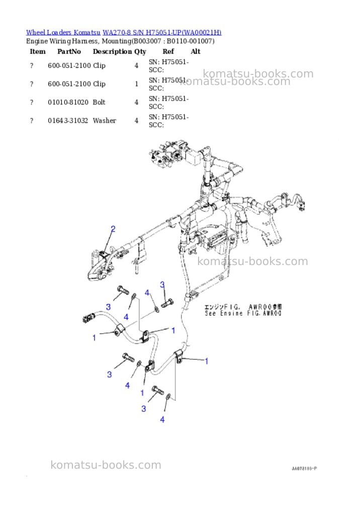 Komatsu wa270-8 s/n h75051-up Parts catalog cover Page 8