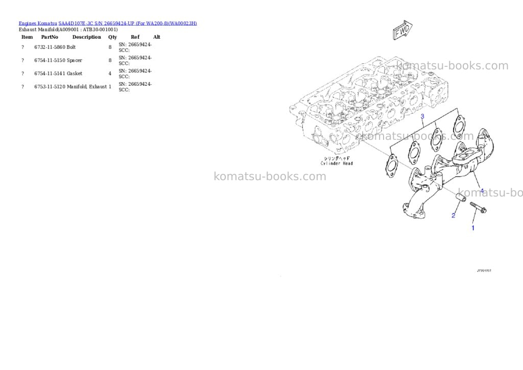 Komatsu SAA4D107E-3C S/N 26659424-UP (For WA200-8) Parts catalog cover Page 8 Komatsu SAA4D107E-3C S/N 26659424-UP (For WA200-8) Parts catalog cover Page 8