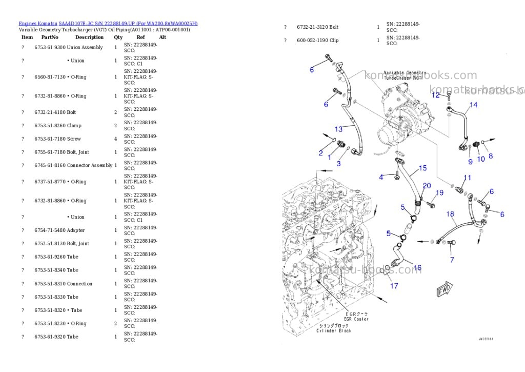 Komatsu saa4d107e-3c s/n 22288149-up for wa200-8 Parts catalog cover Page 10