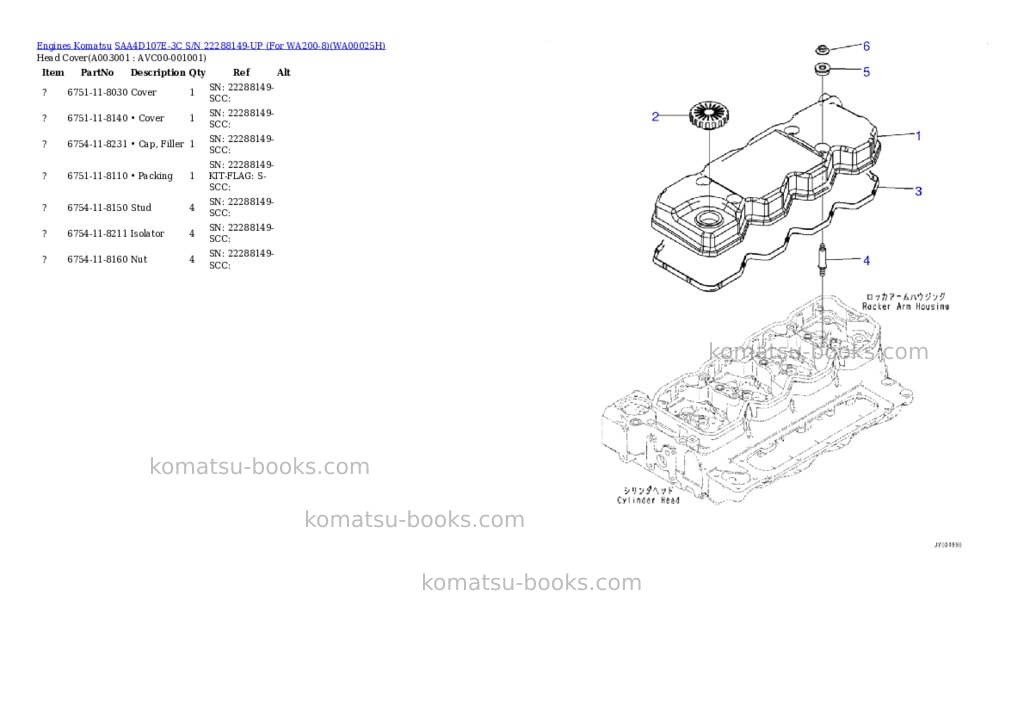 Komatsu saa4d107e-3c s/n 22288149-up for wa200-8 Parts catalog cover Page 2