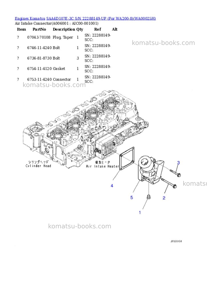 Komatsu saa4d107e-3c s/n 22288149-up for wa200-8 Parts catalog cover Page 5