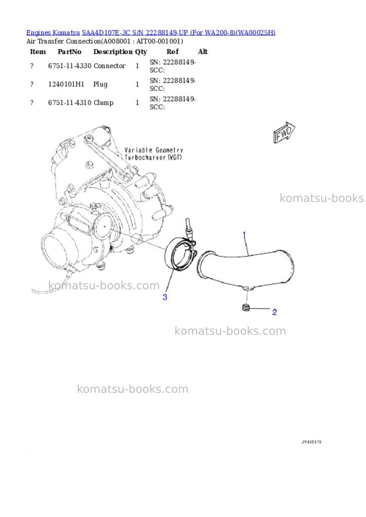 Komatsu saa4d107e-3c s/n 22288149-up for wa200-8 Parts catalog cover Page 7
