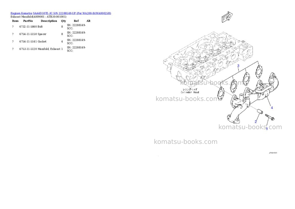 Komatsu saa4d107e-3c s/n 22288149-up for wa200-8 Parts catalog cover Page 8