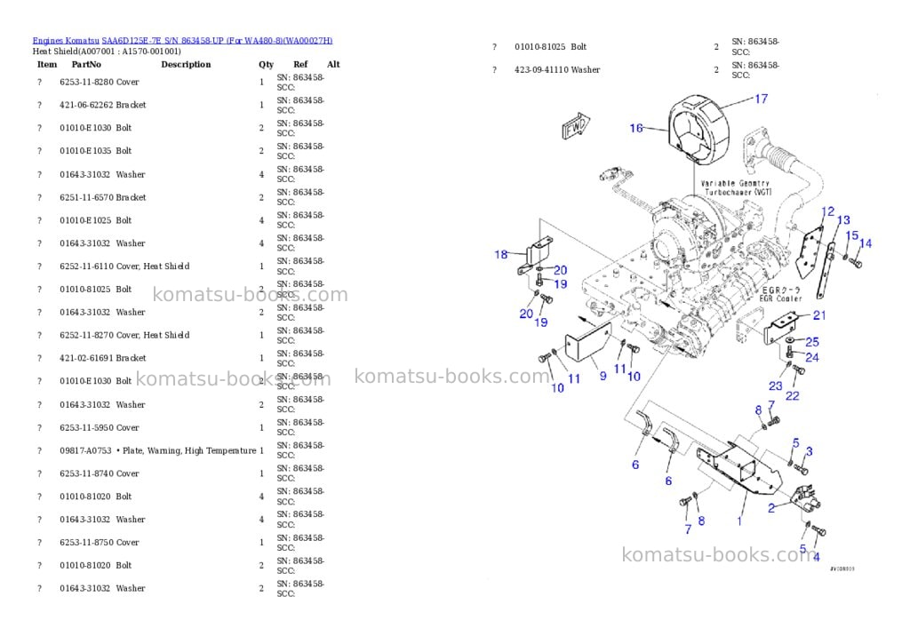 Komatsu saa6d125e-7e s/n 863458-up for wa480-8 Parts catalog cover Page 9