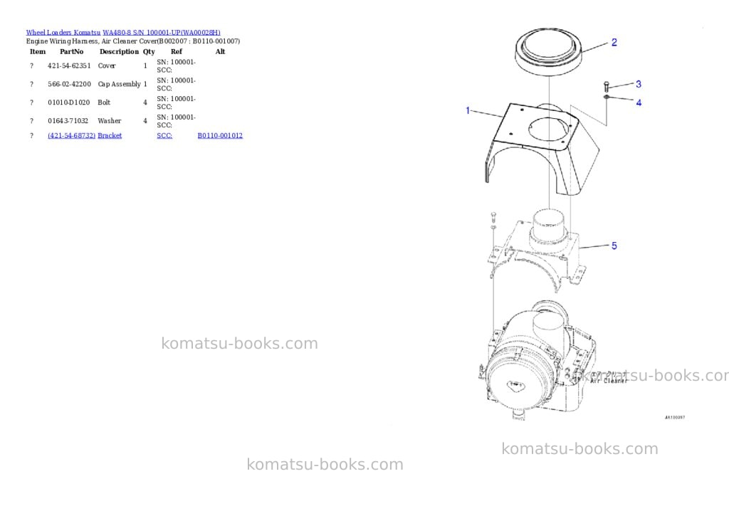 Komatsu wa480-8 s/n 100001-up Parts catalog cover Page 7 Komatsu wa480-8 s/n 100001-up Parts catalog cover Page 7