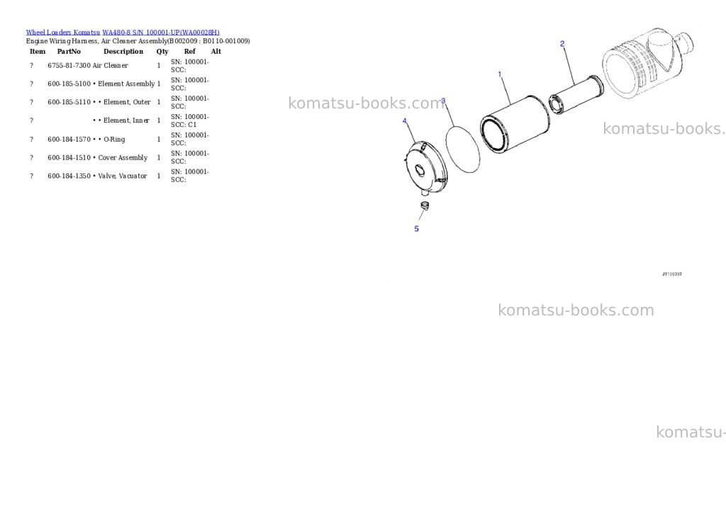Komatsu wa480-8 s/n 100001-up Parts catalog cover Page 9 Komatsu wa480-8 s/n 100001-up Parts catalog cover Page 9