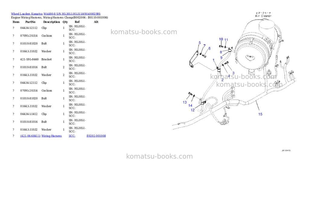 Komatsu wa480-8 s/n h53051-h53150 Parts catalog cover Page 6 Komatsu wa480-8 s/n h53051-h53150 Parts catalog cover Page 6
