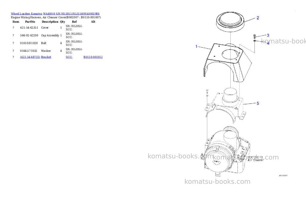 Komatsu wa480-8 s/n h53051-h53150 Parts catalog cover Page 7 Komatsu wa480-8 s/n h53051-h53150 Parts catalog cover Page 7