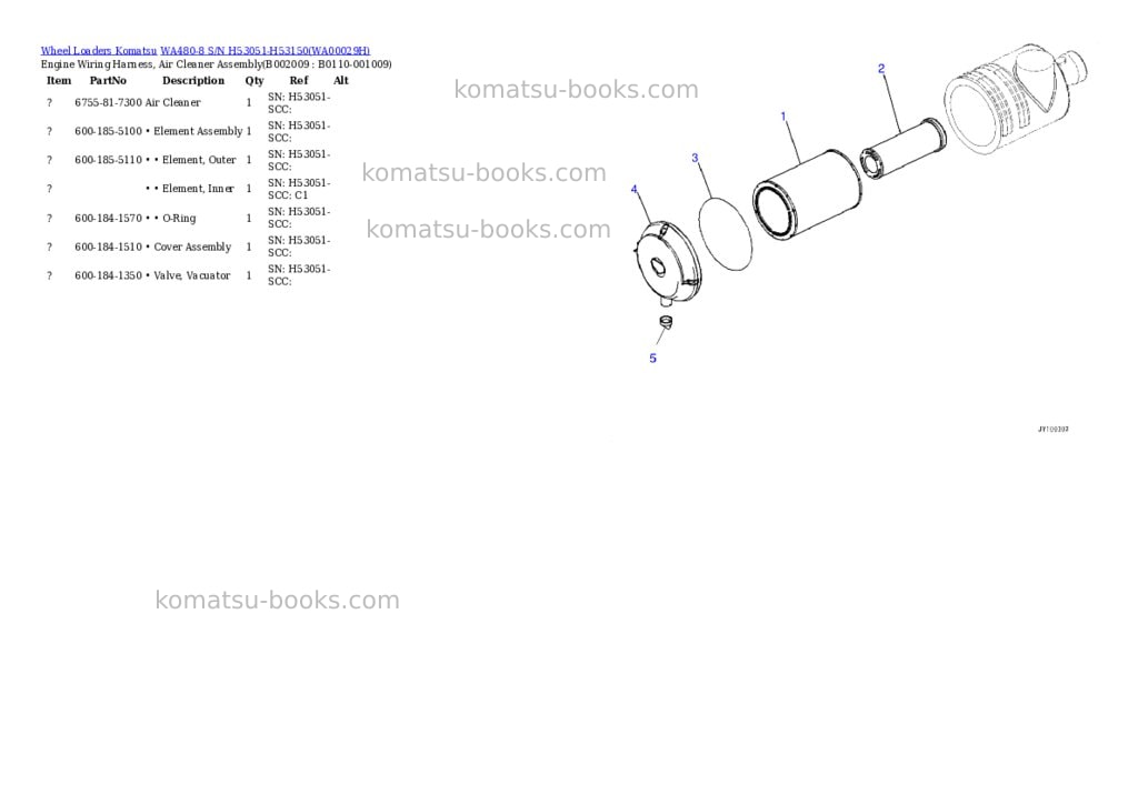 Komatsu wa480-8 s/n h53051-h53150 Parts catalog cover Page 9 Komatsu wa480-8 s/n h53051-h53150 Parts catalog cover Page 9