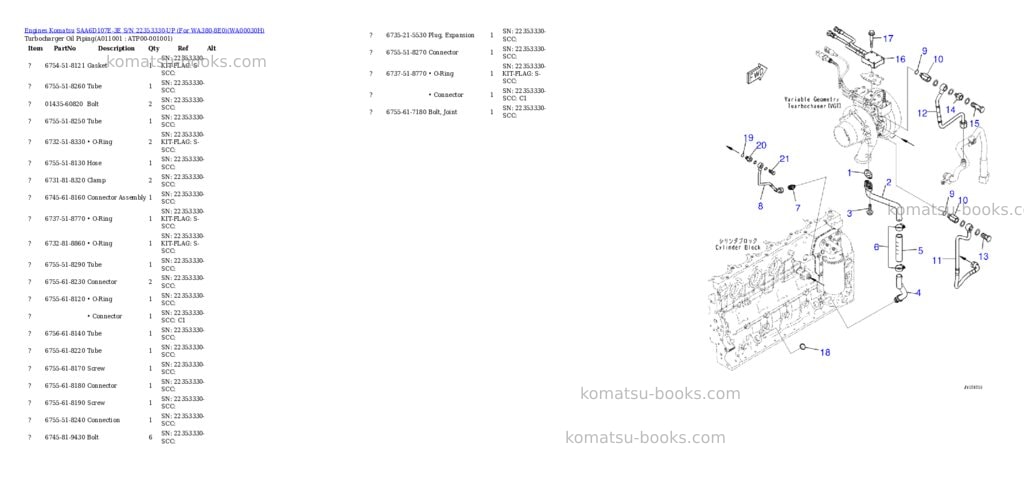 Komatsu saa6d107e-3e s/n 22353330-up for wa380-8e0 Parts catalog cover Page 10