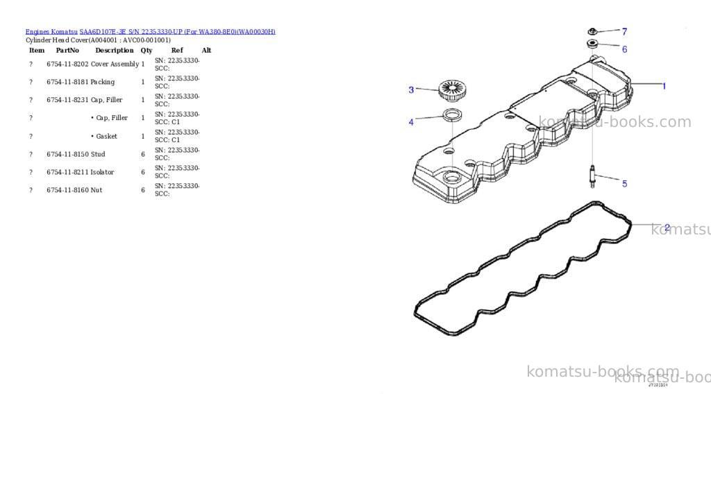 Komatsu saa6d107e-3e s/n 22353330-up for wa380-8e0 Parts catalog cover Page 3